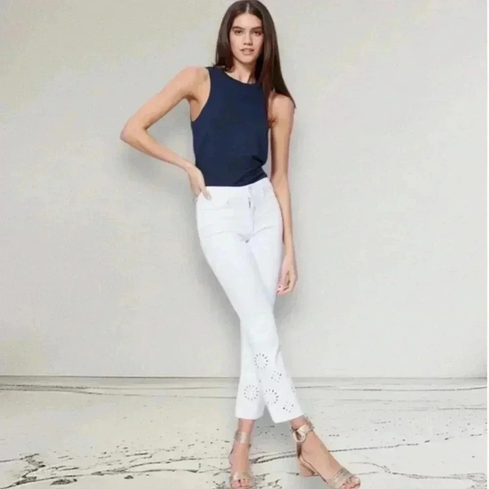 Rare PAIGE Colette Crop Flare Embroidered